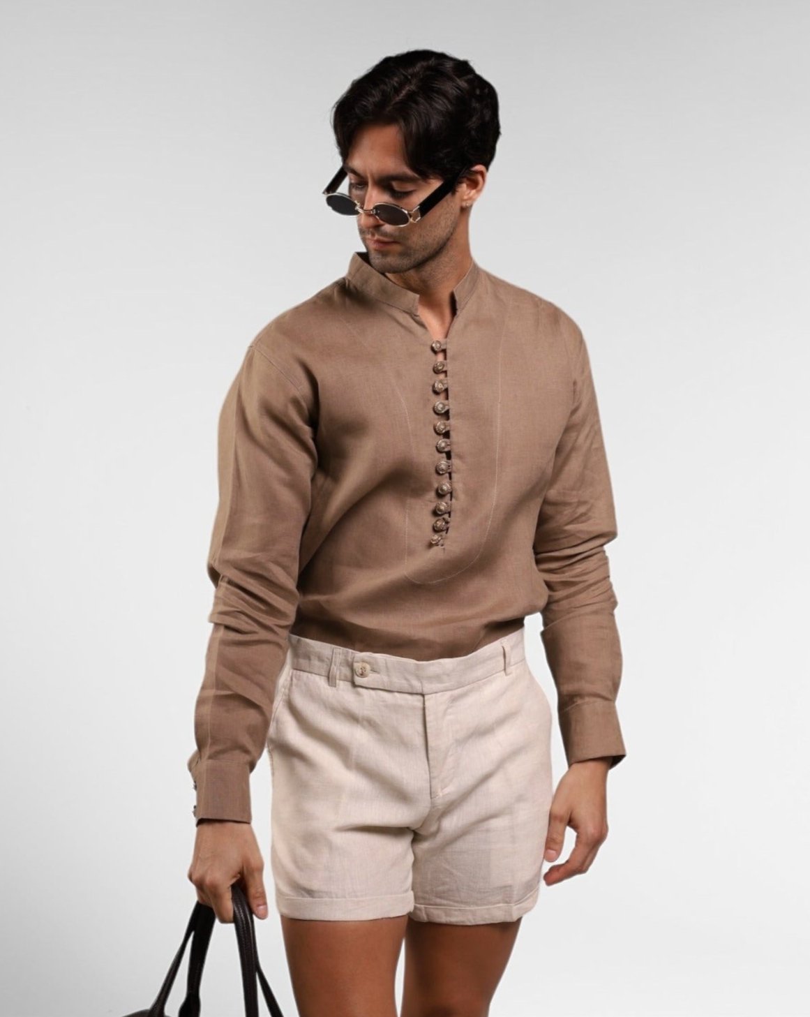 CAMISA DE LINO DEEP TAUPE (Regular Fit)