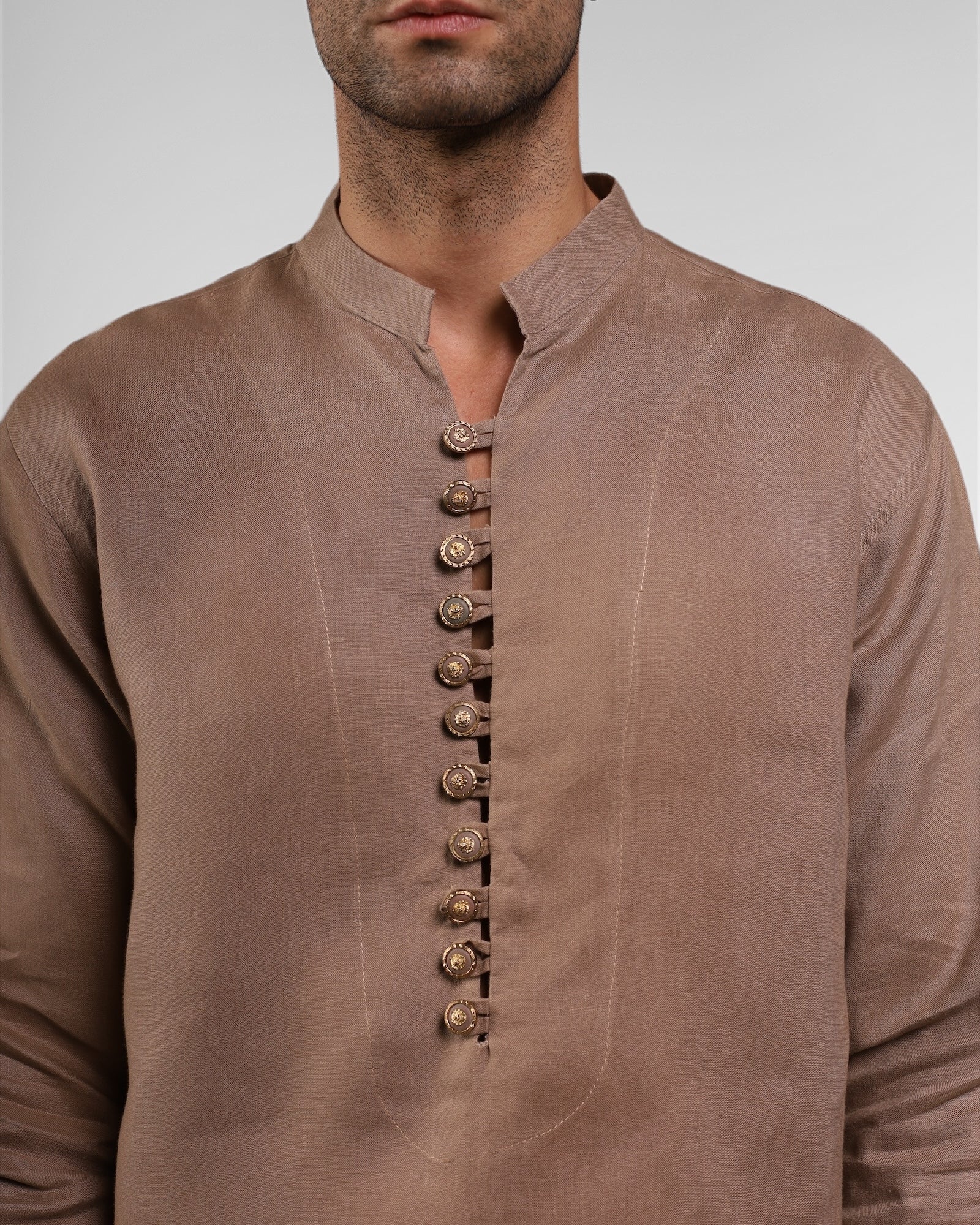 CAMISA DE LINO DEEP TAUPE (Regular Fit)