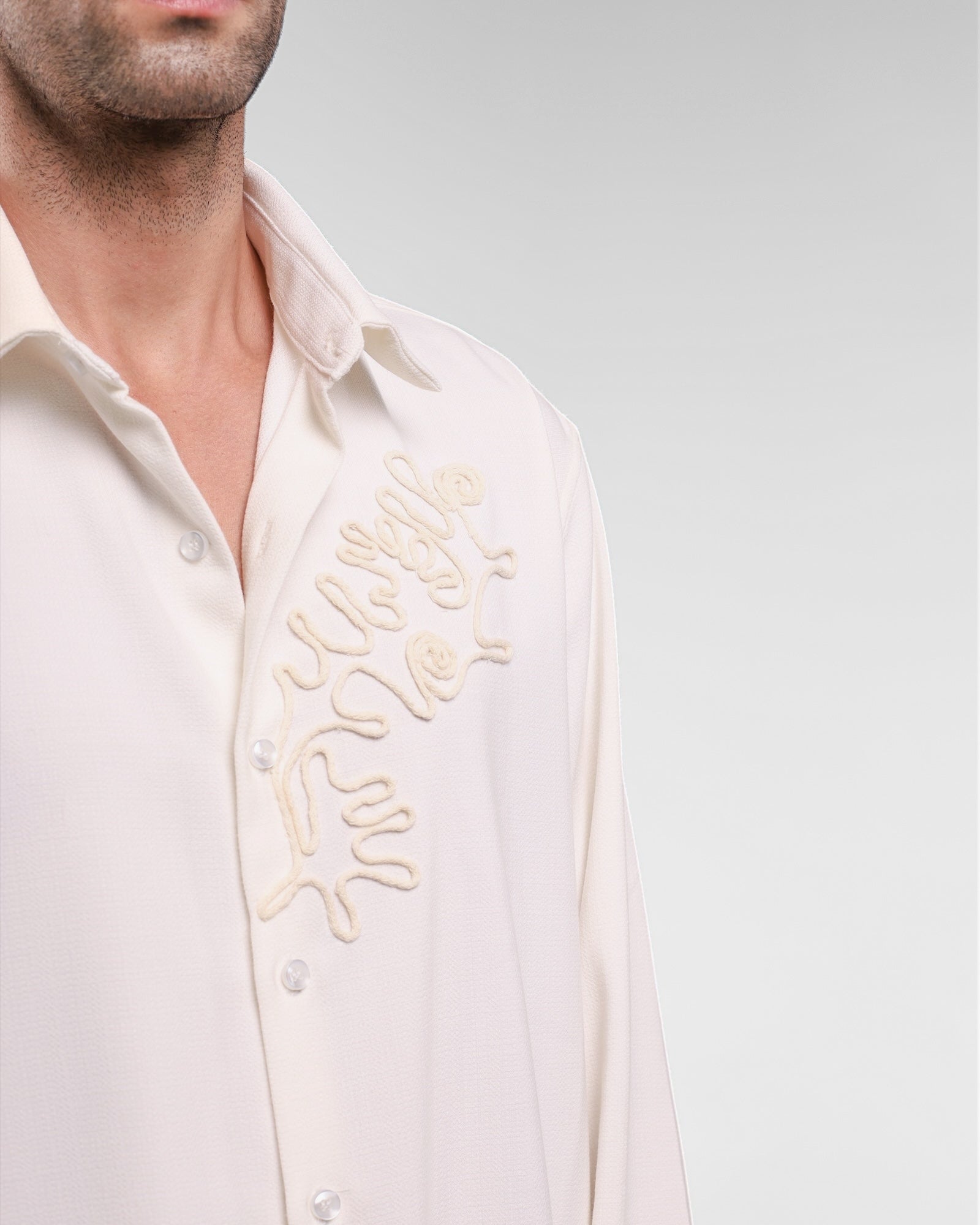 CAMISA DE ALGODÓN OFF WHITE - BOHO (Regular fit)